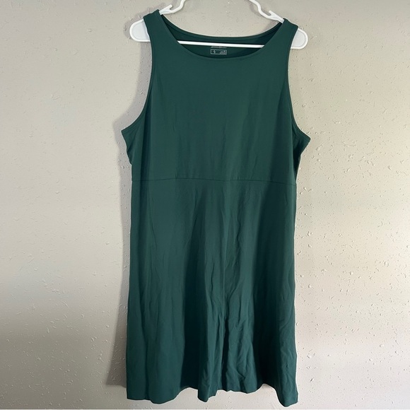 Eddie Bauer DK Evergreen Green Sleeveless Mini Dress Travel Hiking Stretch XL - Picture 2 of 7